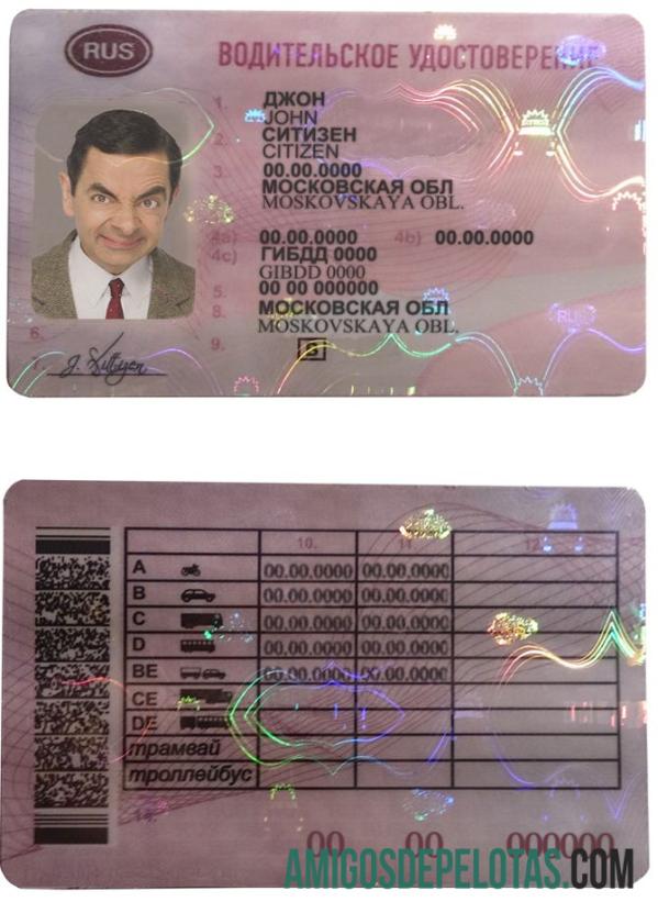 Carta de condução da Rússia modelo